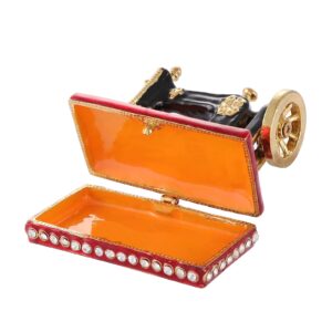 QIFU Vintage Sewing Machine Style Red Mini Enamel Trinket box Hinged, Unique Gfit for Family