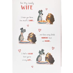 UK Greetings Wife Birthday Card - Cute Disney Birthday Card for Her - Lady and The Tramp Birthday Card for Wife,Beige,24.9 x 15.9 x 0.7 cm; 30 Grams