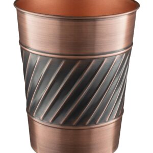 Monarch Abode 39628 Handcrafted, Wave Embossed, Metal Wastebasket Trash Can for Home Office Bedroom, Decorative Wastebasket, Modern Bathroom Decor, Durable, Antique Copper Finish