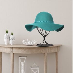 bjewego Black Hat Display Stand - Set of 2 Stylish Women Closet Hat Rack - Sturdy Metal Hat and Wig Holder - Stable Base, Matte Black Finish - Modern Free Standing Table Fedora or Baseball Cap Form