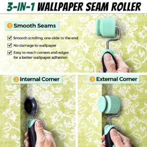 PinStone 15PC Wallpaper Smoothing Tool Kit: Multi-use Wallpaper Squeegee, Silicone Seam Detail Roller, Wallpaper Smoothing & Glue Brush for Peel and Stick Backsplash Tiles Adhesive Contact Paper Vinyl