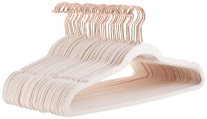 amazon basics slim, space-saving, velvet, non-slip, sturdy suit clothes hangers, pack of 50, blush pink/rose gold