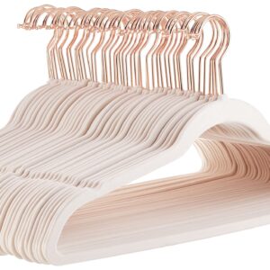 Amazon Basics Slim, Space-Saving, Velvet, Non-Slip, Sturdy Suit Clothes Hangers, Pack of 50, Blush Pink/Rose Gold