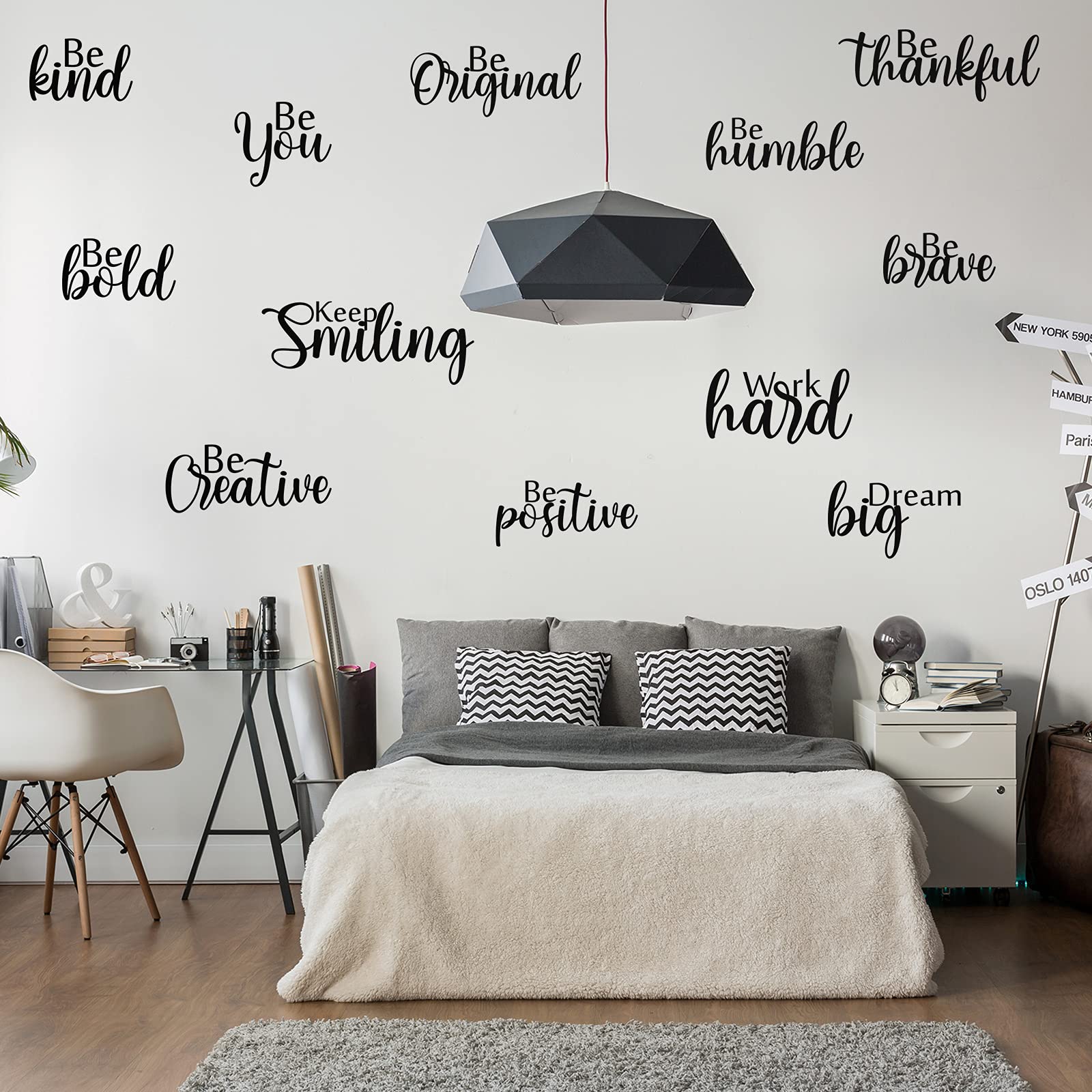 12 Pieces Vinyl Wall Quotes Stickers Inspirational Wall Decals Inspirational Saying Home Decals for Walls Peel Stick Motivational Decor Wall Sticker for Office Classroom Teen Dorm (Fresh Style)