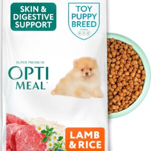 OPtimeal Puppy Dog Food - Proudly Ukrainian - Delicious Puppy Food Dry Recipe with Skin and Digestive Support for Small and Toy Breed Puppies (8.8 Pound (Pack of 1), Lamb & Rice)