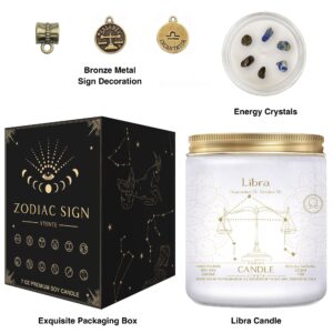 YTENTE Libra Gift for Women,Scented Candles Gifts for Women, Libra Candles,Zodiac Crystals Candles, September Birthday Gifts for Women Mom Sister Astrology Gift Christmas Gift