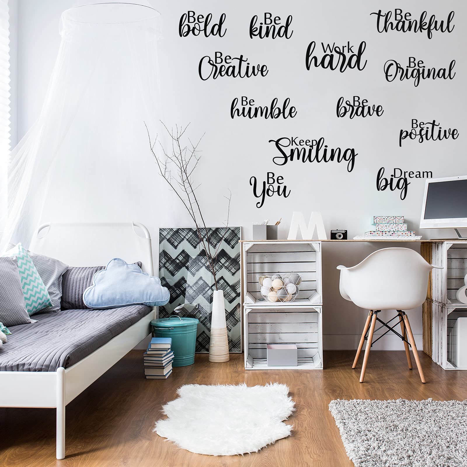 12 Pieces Vinyl Wall Quotes Stickers Inspirational Wall Decals Inspirational Saying Home Decals for Walls Peel Stick Motivational Decor Wall Sticker for Office Classroom Teen Dorm (Fresh Style)