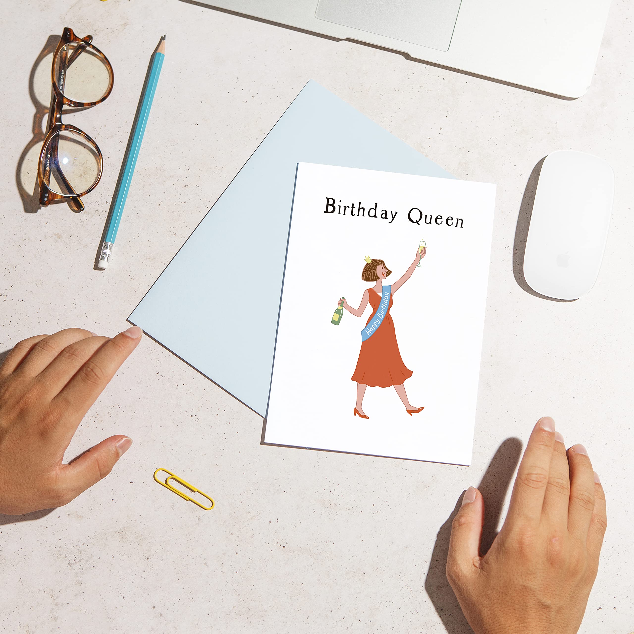 Huxters ‘Birthday Queen’ A5 Happy Birthday Card for her - Sassy and Unique Gifts for Her - Includes Envelope - Fun Slogan Illustrated Greetings Card, FSC Certified Paper