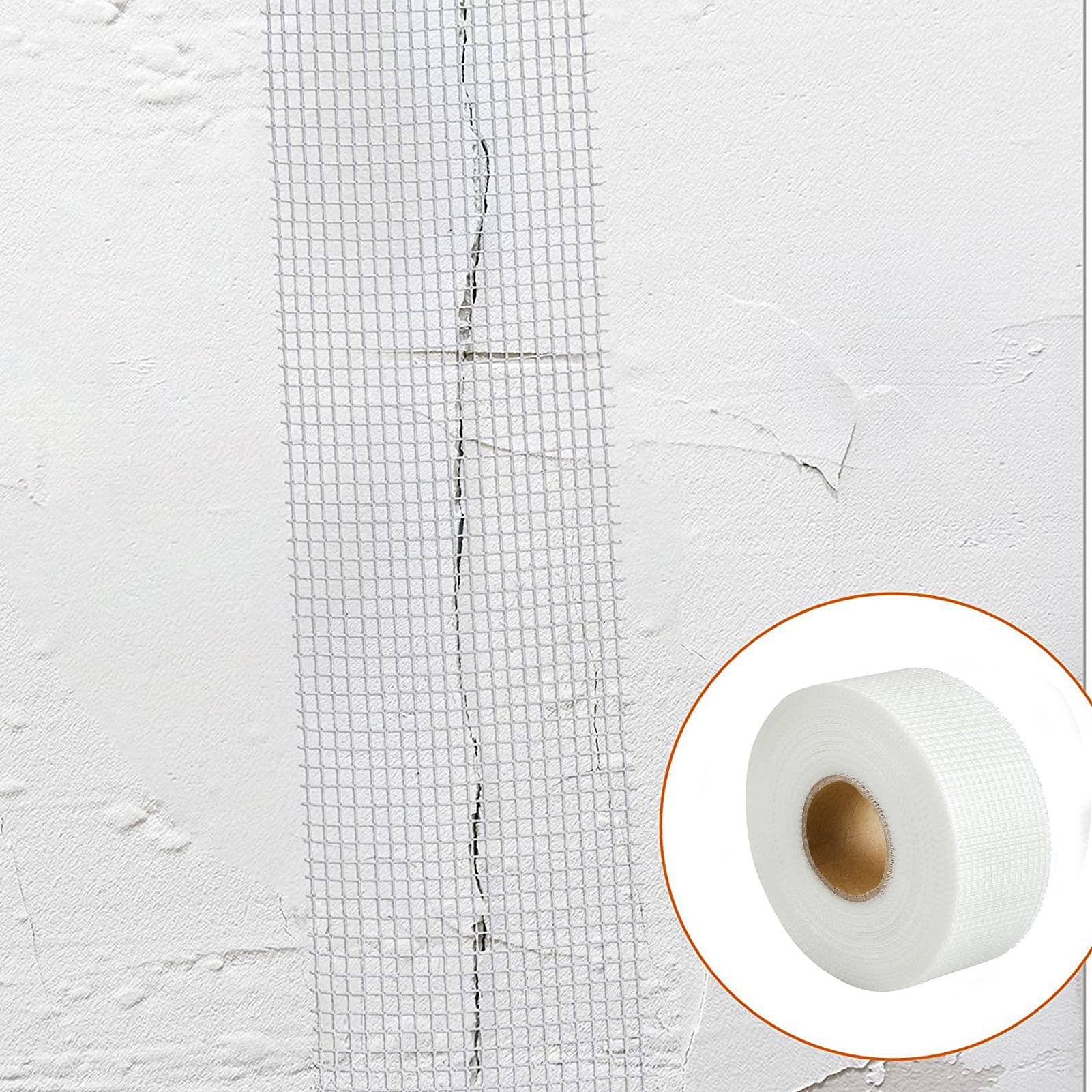 QILIMA Self-Adhesive Fiberglass Drywall Joint Mesh Tape, Fiber Mesh Crack Patch Wall Repair Fabric,2 Inch by 148 Feet White