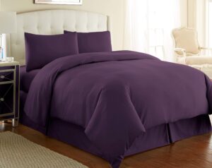 exotica collection duvet cover set 800 high thread count 100% egyptian cotton 5-pieces duvet set (1 duvet cover + 4 pillow shams) zipper closure, king/cal-king, purple solid