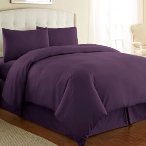 Exotica Collection Duvet Cover Set 800 High Thread Count 100% Egyptian Cotton 5-Pieces Duvet Set (1 Duvet Cover + 4 Pillow Shams) Zipper Closure, King/Cal-King, Purple Solid