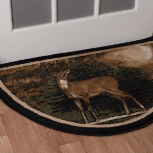 Great American Distributors Hearth Slice Fireplace Rug - Log Cabin Decor, Kitchen Carpet, Accent Rug, for Wood Floors, Fire Resistant Mat, Nature Scene, Deer 2'2" x 3'3" (Brown/Green)