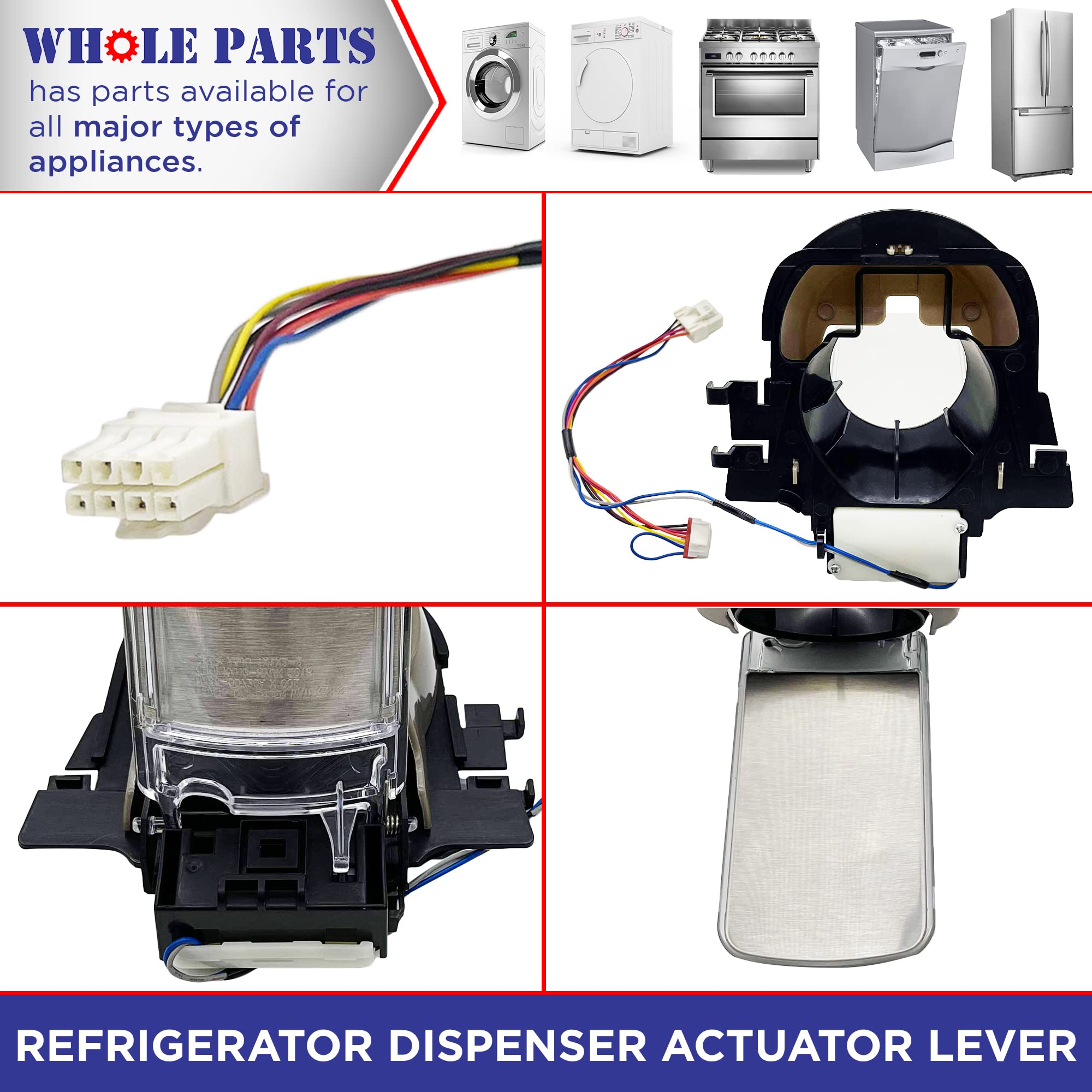 Whole Parts Refrigerator Dispenser Actuator Lever Part # DA97-12628H - Replacement & Compatible with Samsung Refrigerators - Replaces AP5915084 - Non-OEM Appliance Parts & Accessories - 2 Yr Warranty