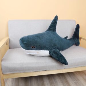 MUPI Shark Stuffed Animal 39“ Shark Plush Soft Squishy Shark Toys Shark Plush Pillows, Perfect Stress Relief，Room Decoration for Boys and Girls Shark Plushies for Kids（Dark Blue）