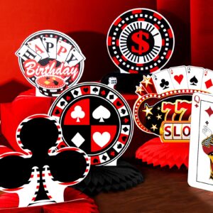 12 Pieces Casino Party Decorations Casino Table Centerpieces Casino Honeycomb Centerpieces Poker Party Decorations Casino Table Toppers Poker Table Centerpieces for Casino Poker Party Supplies