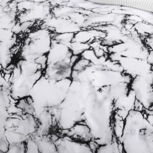 YERVEN White Marble Duvet Cover Twin Comforter Cover Set 68"X90" Duvet Cover with 1 Pillowsham 2 Pieces Microfiber Soft Lightweight Breathable Hotel Black Bedding Set(White, Twin)