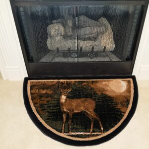 Great American Distributors Hearth Slice Fireplace Rug - Log Cabin Decor, Kitchen Carpet, Accent Rug, for Wood Floors, Fire Resistant Mat, Nature Scene, Deer 2'2" x 3'3" (Brown/Green)