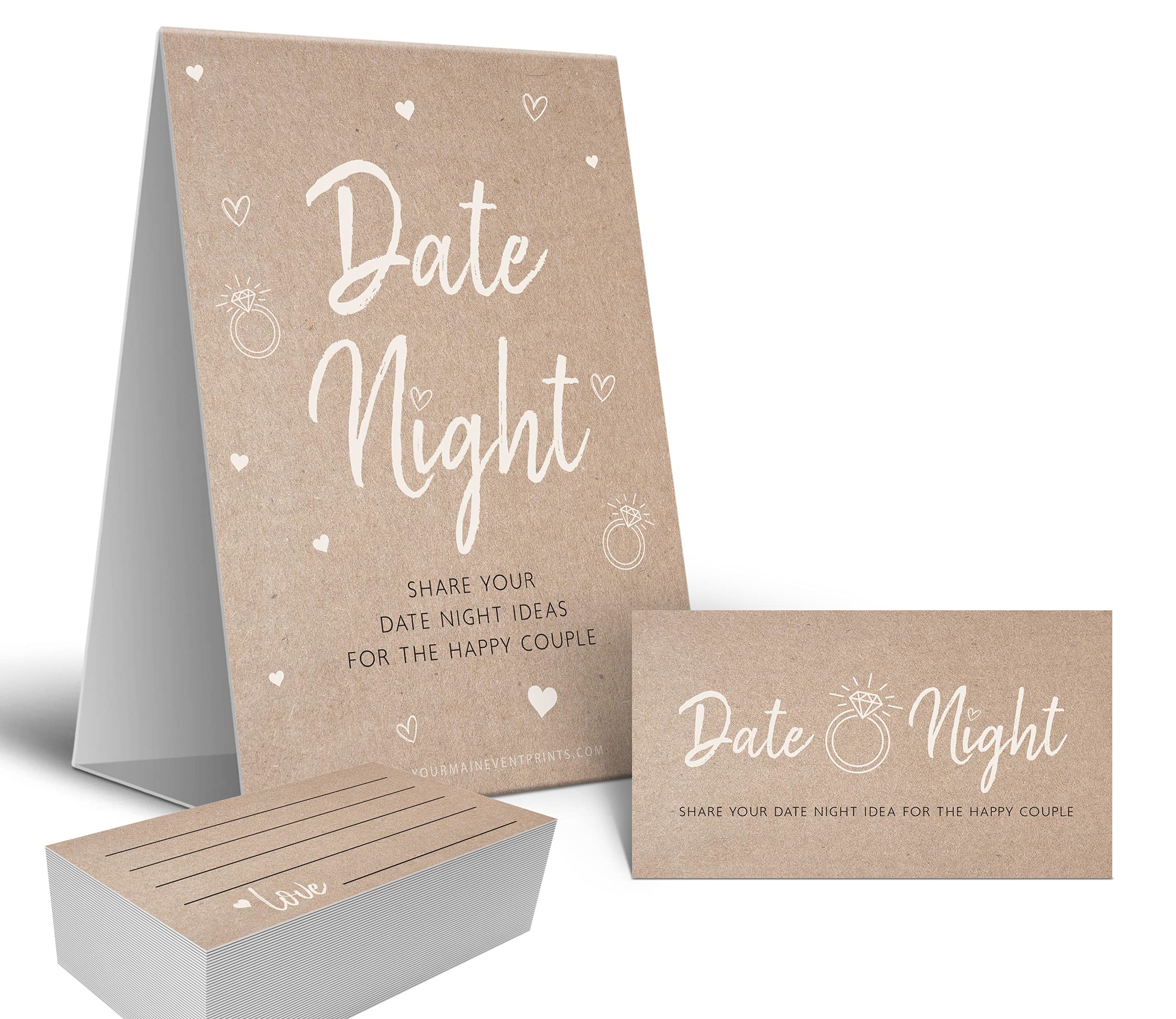 Your Main Event Prints Bridal Shower Games, Fun Activities, Kraft Minimalist Style (Date Night Game)