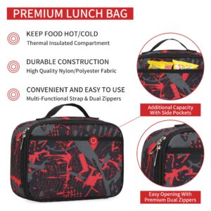 rickyh style Lunch Box with Padded Liner, Spacious Insulated Lunch Bag Durable Thermal Lunch Cooler Pack with Strap for Men Women Boys Girls Adults School Sports Beach Picnic Work Camp,2 Pocket