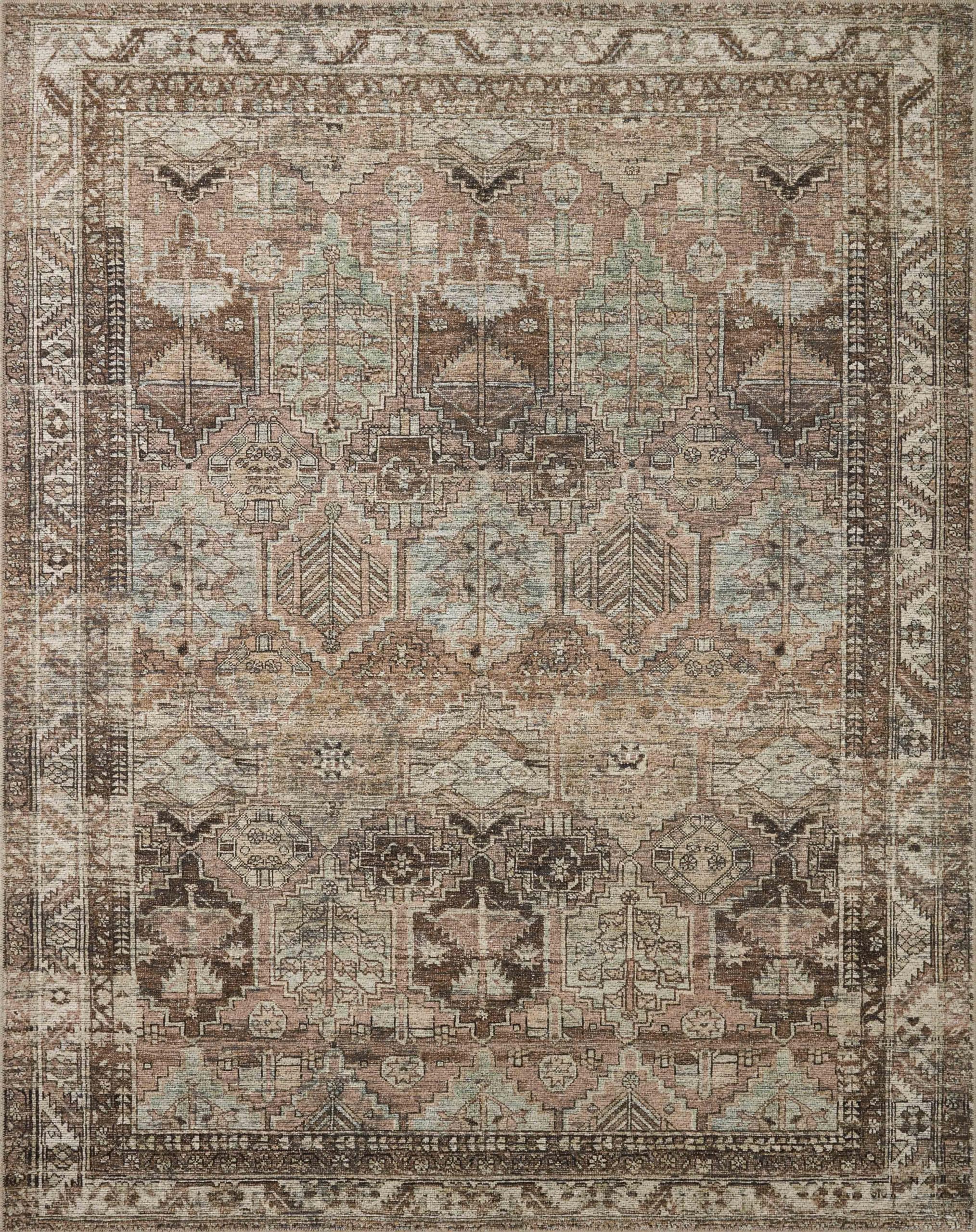 Loloi Amber Lewis Billie Collection, Clay & Sage 2'-6" x 7'-6" Area Rug – Antique & Distressed Accent Rugs for Living Room, Bedroom, Entryway & Hallway, No Shed High Traffic Area Home Decor Rug