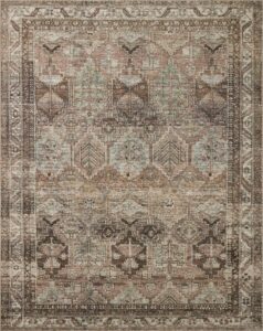 loloi amber lewis billie collection, clay & sage 7'-6" x 9'-6" area rug – antique & distressed accent rugs for living room, bedroom, entryway & hallway, no shed high traffic area home decor rug