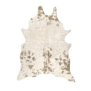 nuLOOM Marcia Machine Washable Faux Cowhide Area Rug, Shaped 5x7, Off-White