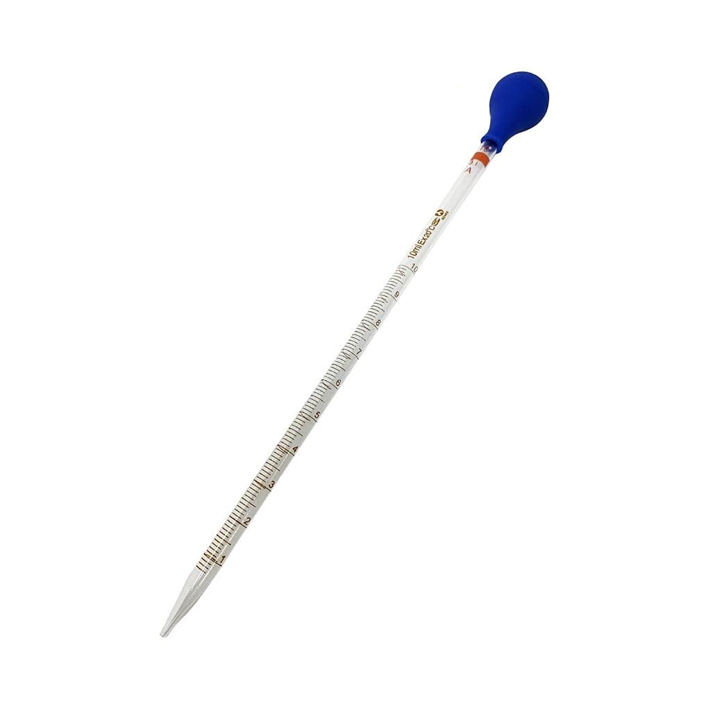 Edu-Labs Glass Dropper Graduated Transfer Pipette with Rubber Bulb (3, 10mL - Long)