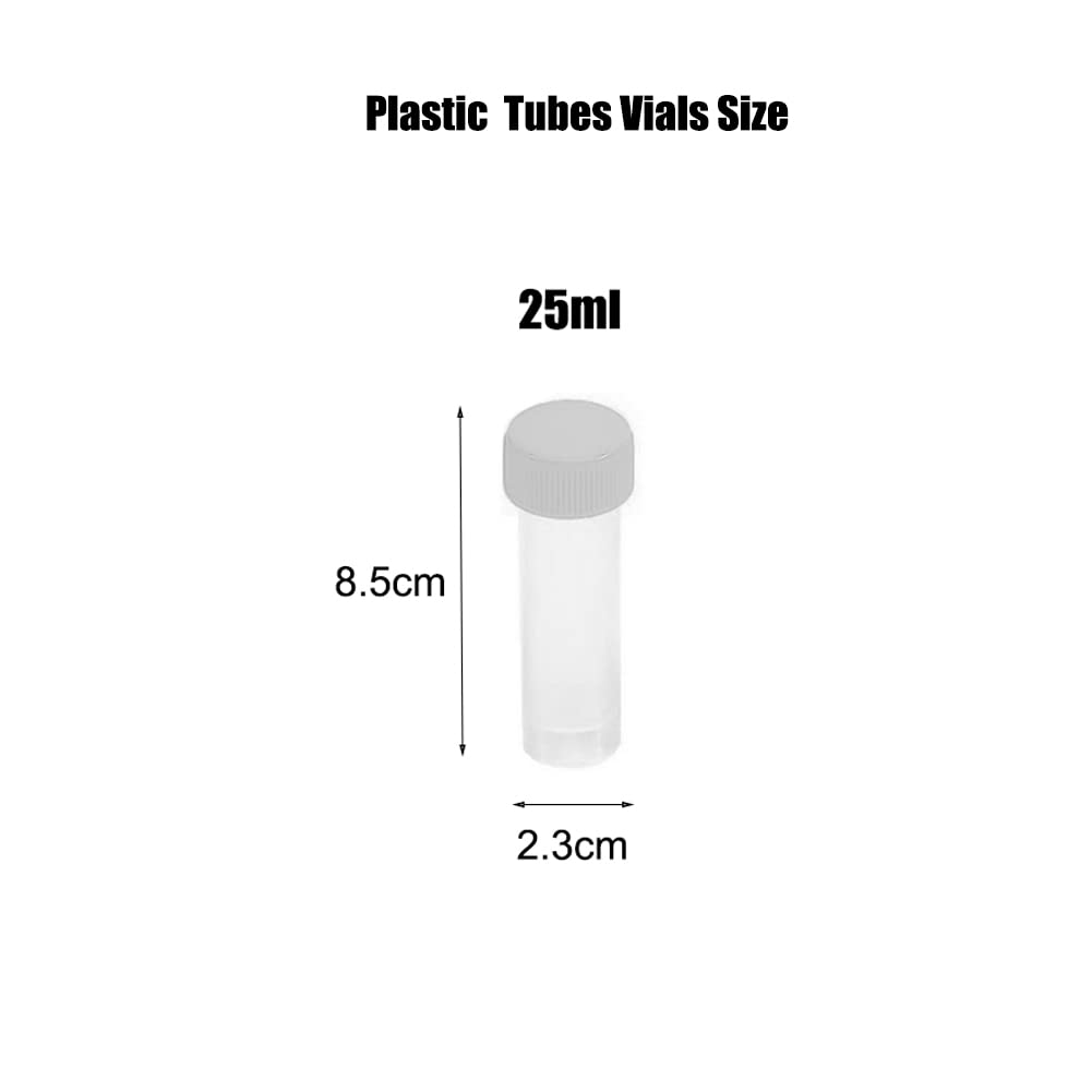 12PCS 25ml Plastic Sample Bottles Tubes Vials Mini Clear Storage Container Case with Screw Cap Small Test Tubes