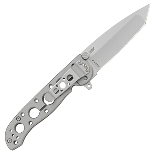 CRKT M16-02SS EDC Folding Pocket Knife: Sandvik Steel 4-Position Pocket Clip Bead Blast Blade/Stainless Steel Handle/M16-02SS