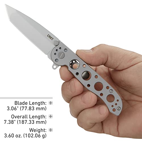 CRKT M16-02SS EDC Folding Pocket Knife: Sandvik Steel 4-Position Pocket Clip Bead Blast Blade/Stainless Steel Handle/M16-02SS