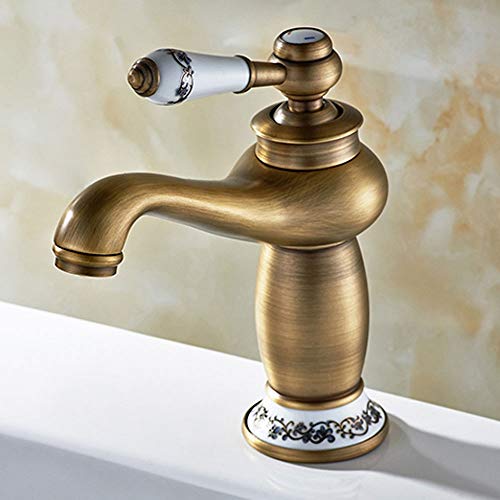 Mixer Tap Retro Faucet Kitchen Faucet Retro Brass Single Lever & Ceramic Sink Faucet With Water Inlet For Bathtub Bathroom Water-tap European Style (Brass)