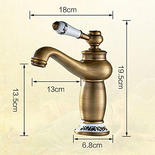 Mixer Tap Retro Faucet Kitchen Faucet Retro Brass Single Lever & Ceramic Sink Faucet With Water Inlet For Bathtub Bathroom Water-tap European Style (Brass)