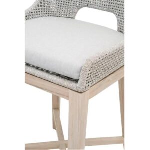 Home Square 2 Piece Upholstered Patio Counter Stool Set in Taupe and White