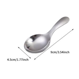 6pcs Stainless Steel Short Handle Spoons, 3.54x1.77inch Round Dessert Spoons Ice Cream Spoon Use for Kitchen or Restaurant(Silver)