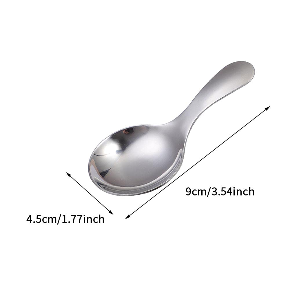 6pcs Stainless Steel Short Handle Spoons, 3.54x1.77inch Round Dessert Spoons Ice Cream Spoon Use for Kitchen or Restaurant(Silver)