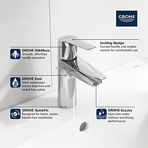 GROHE 32643003 Eurosmart Single-Handle S-Size Bathroom Sink Faucet, Chrome