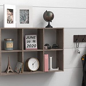 ClosetMaid Mini 6-Cube Desktop Storage Wall Mount Organizer, Weathered Teak