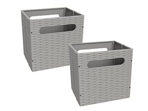 closetmaid 5439 collapsible mini storage bin with two handles, 2-pack, gray wicker, 2 pack