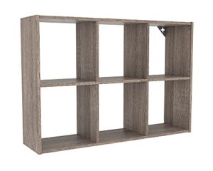 closetmaid mini 6-cube desktop storage wall mount organizer, weathered teak