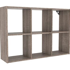 ClosetMaid Mini 6-Cube Desktop Storage Wall Mount Organizer, Weathered Teak