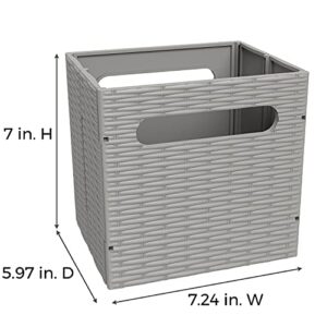 ClosetMaid 5439 Collapsible Mini Storage Bin with Two Handles, 2-Pack, Gray Wicker, 2 Pack