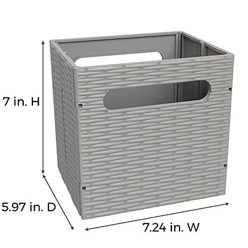 ClosetMaid 5439 Collapsible Mini Storage Bin with Two Handles, 2-Pack, Gray Wicker, 2 Pack