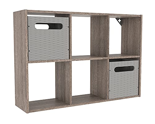 ClosetMaid Mini 6-Cube Desktop Storage Wall Mount Organizer, Weathered Teak