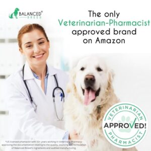 Balanced Breed All-in-1 Dog Vitamins Supplements Made in USA Non-GMO Vet-Pharmacist Approved Dog Multivitamin Probiotics Glucosamine Salmon Oil Skin Coat Supplement Dogs Senior & Adult Immune Support