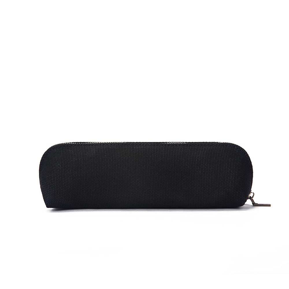 YONBEN Canvas Pencil Case -Cotton Canvas and Simple Multifunctional Pencil Bag, Zipper Portable Pencil Storage (Black)