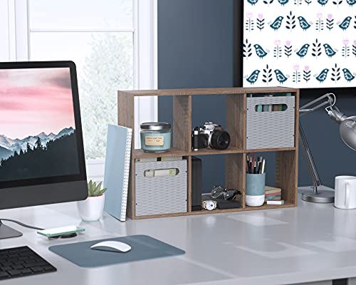 ClosetMaid Mini 6-Cube Desktop Storage Wall Mount Organizer, Weathered Teak