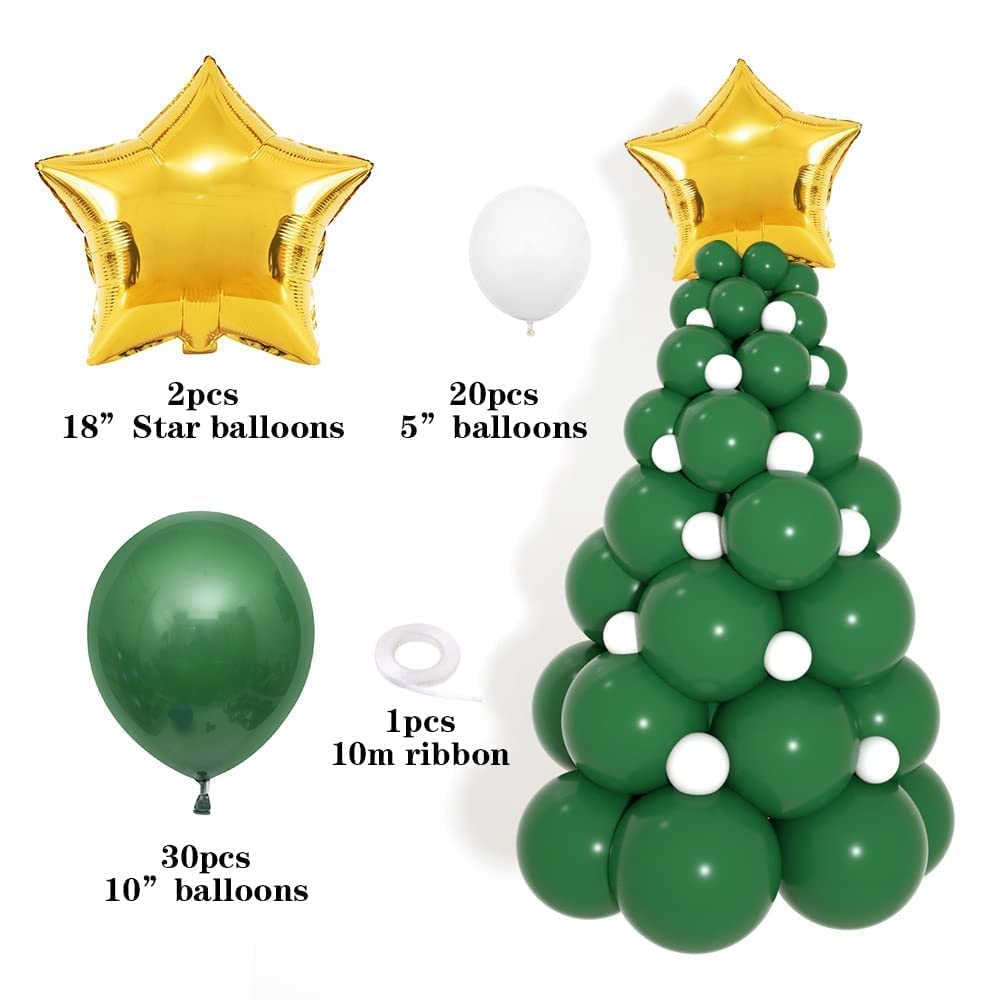 Sugoiti Christmas Balloons Garland Arch Kit Tree 200PCS Red Green Metallic Golden White Latex Balloon for X-Mas Festival Birthday Company Party Decorations