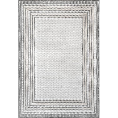 nuLOOM Anya Machine Washable Casual Border Area Rug, 4x6, Grey