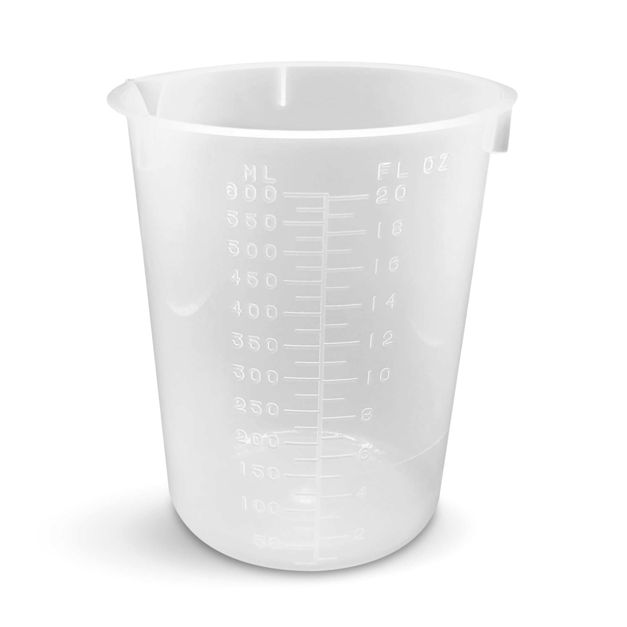 Plastic Beaker 600ml / 20.28 oz Set of 25 by Maryland Plastics – Clear Graduated Disposable Beakers with Pour Spout – Ideal for Resin Mixing, Science Labs, and Home Use