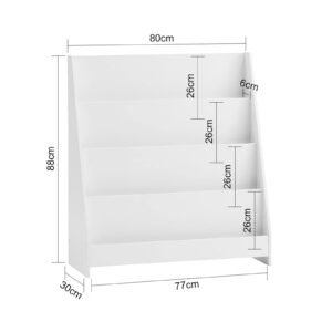 SoBuy White 4-Tier Children Kids Bookcase, Book Shelf, Storage Display Rack Organizer Holder for Bedroom, Study Living Room, KMB32-W